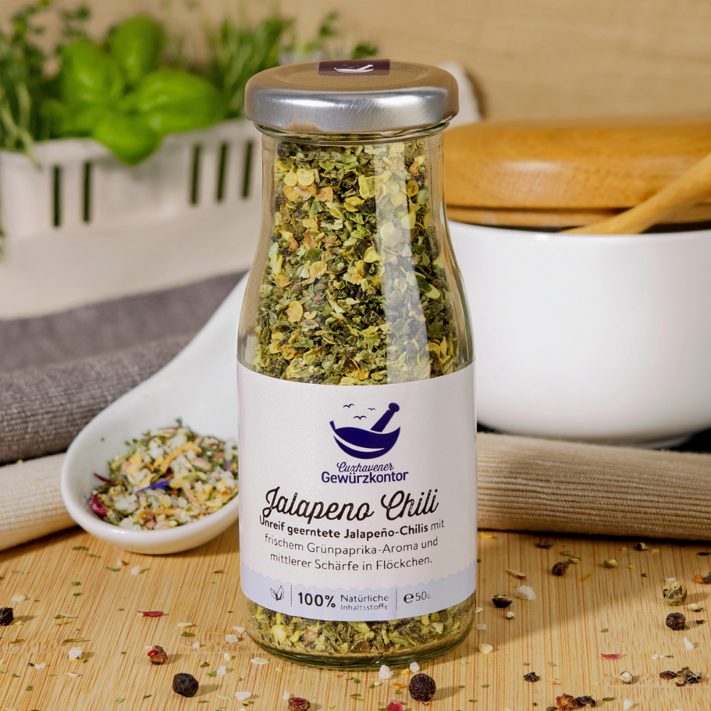 grüne Jalapeno Chili geschroten